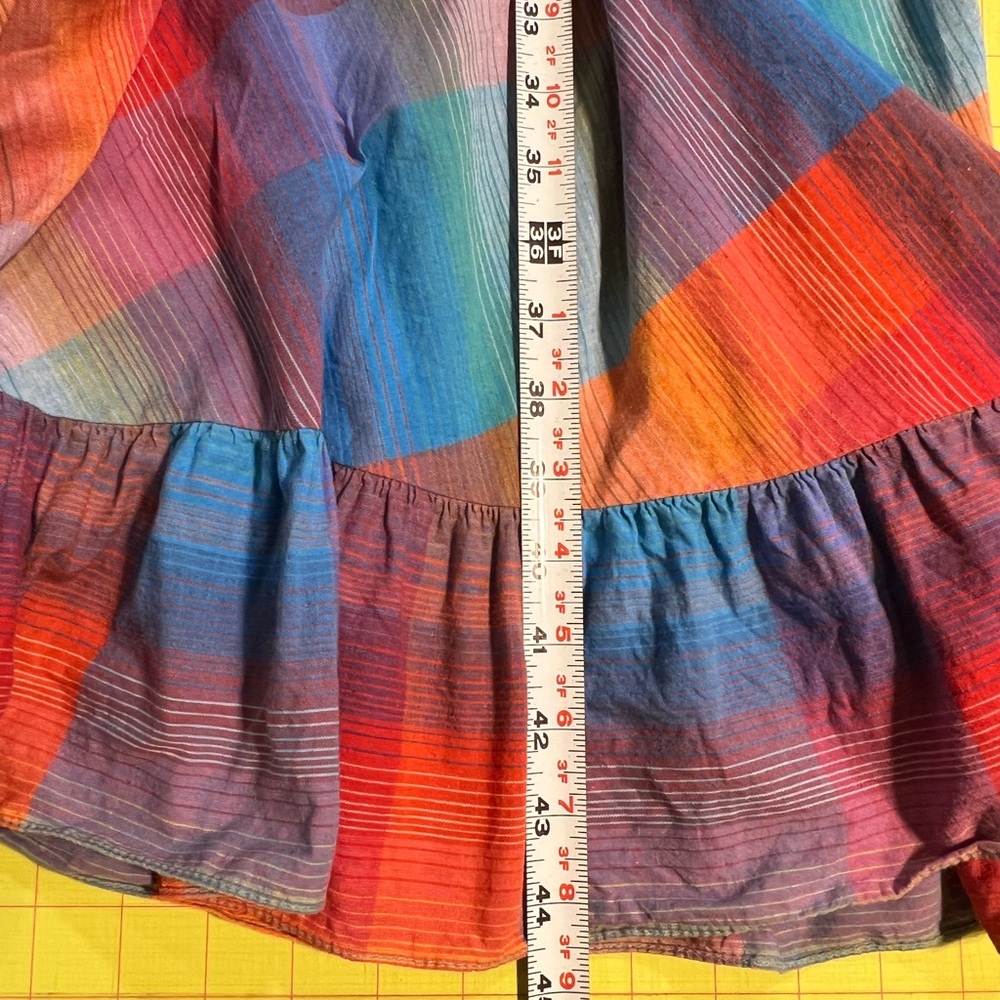 VINTAGE 80s plaid prairie dress ruffle poet collar a-line long sleeve midi‎ - Picture 16 of 17
